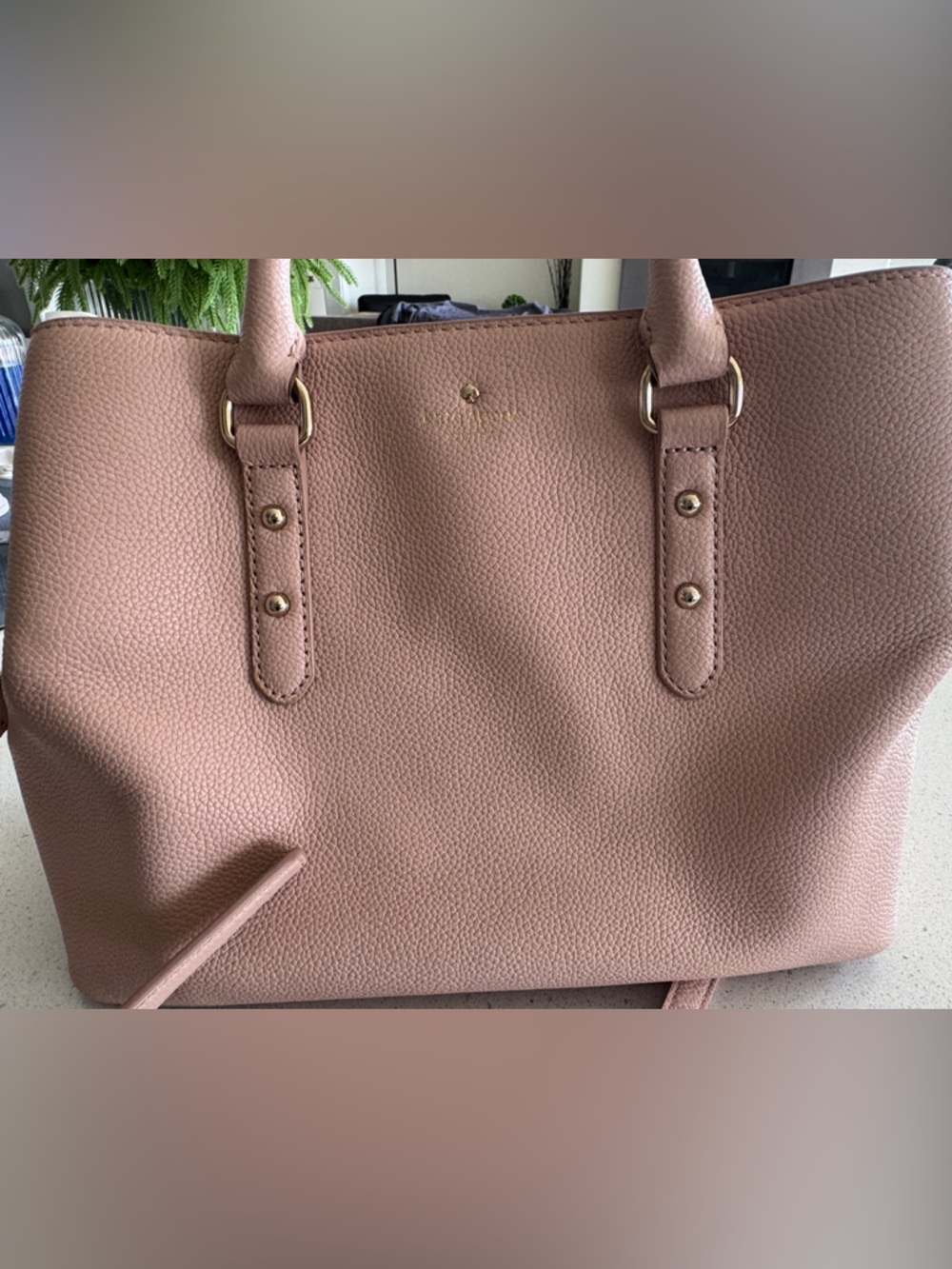 Kate Spade Women's Dusty Rose Pebbled Tote Bag with Gold-Tone Accents - Picture 2 of 4